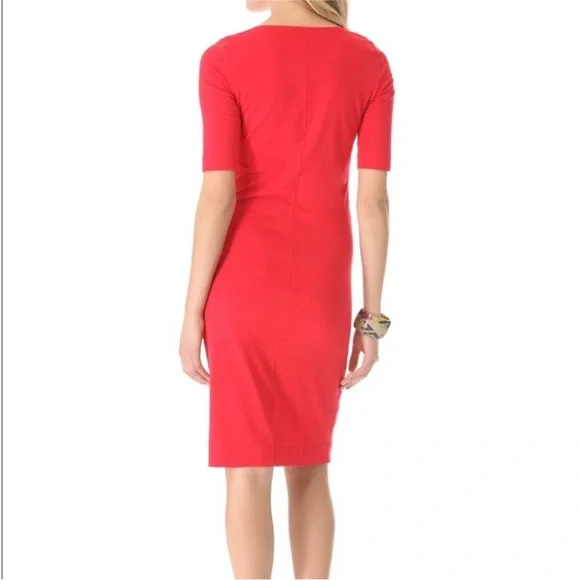 Diane Von Furstenberg Bright Red Elbow-Sleeve Midi Jersey Dress Meeson - Picture 2 of 9